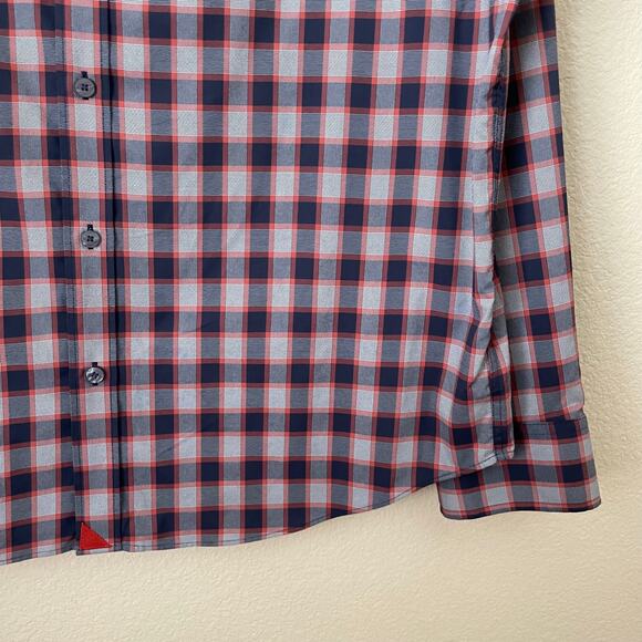 Untuckit Shirt Mens XXL Blue Red Watkins Check Plaid Slim Fit Preppy Academia - Picture 6 of 11